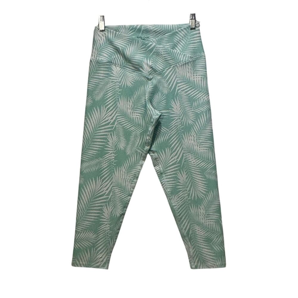 NWOT EVOLUTION AND CREATION Mint White Palm Leaf Tropical Leggings LARGE XSoft
